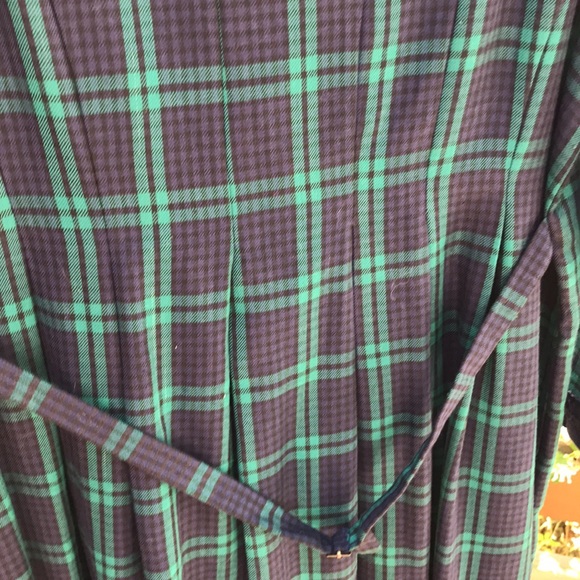 Plaza South Women’s Petites vintages pleated plaid Maxi long coat dress. Size 16 - Picture 6 of 10